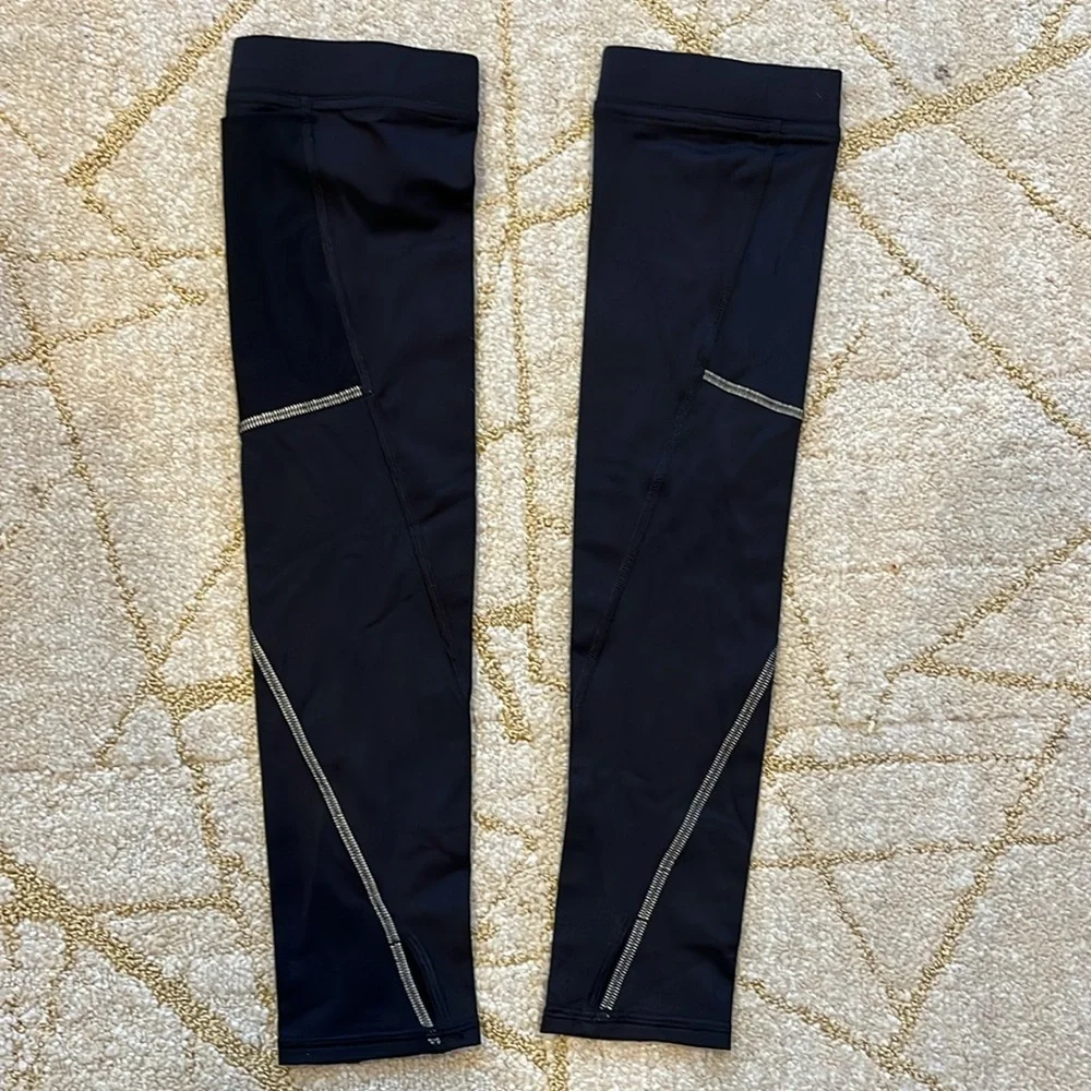 lululemon athletica Black Arm Sleeves with White Reflective Stripes